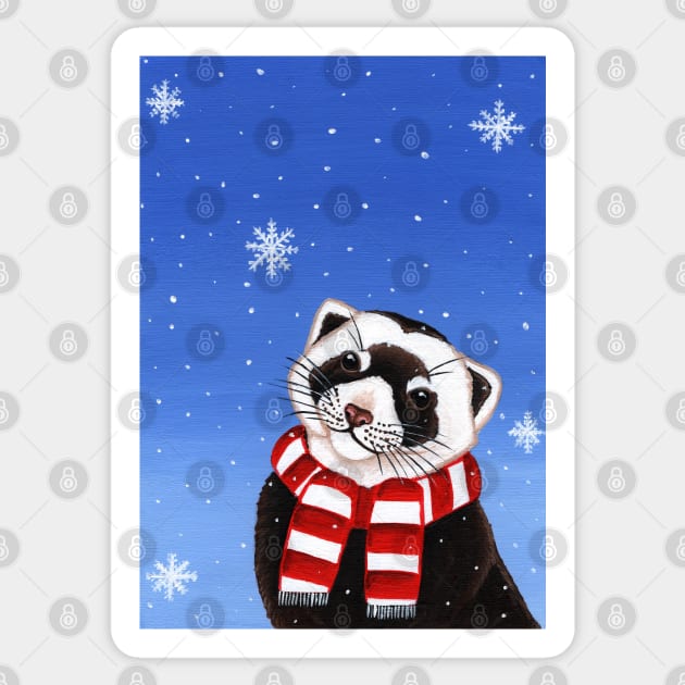 Ferret in the Snow Sticker by WolfySilver